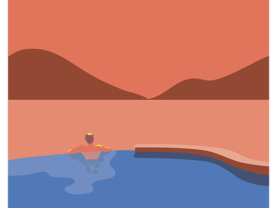 Starwood Hotel and Resorts bold characterdesign desert flat flatcolor geometric graphic hotel illustration man minimal mountains pool sunset vacation vector view