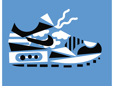 Nike AirMax Day blue bold clouds flat geometric graphic illustration nike pattern shoe sport trainer vector