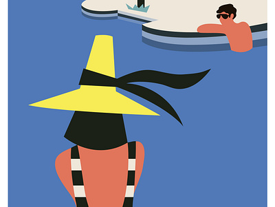 Starwood Hotels & Resorts bold characterdesign fashion flat geometric graphic illustration man pool style swim vector woman
