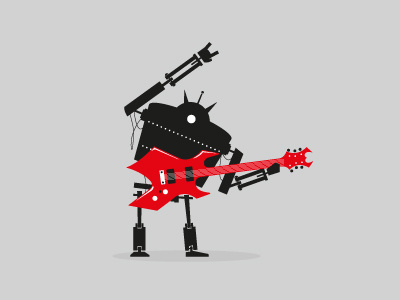 Heavy Metal character illustration music robot vector