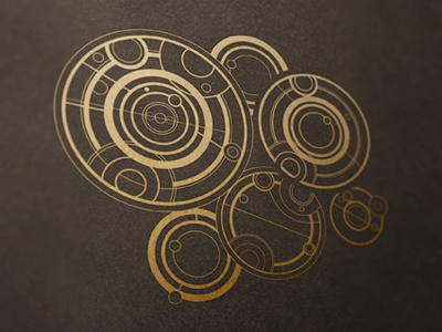 Metallic Gallifreyan writing 1 circles doctor who illustration ink metallic print sic fi space symbols vector
