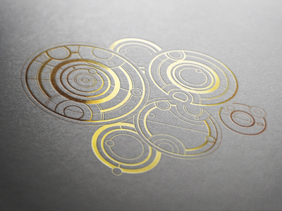 Metallic Gallifreyan writing 2 circles doctor who foil foil blocking gold illustration metallic print sic fi space symbols vector