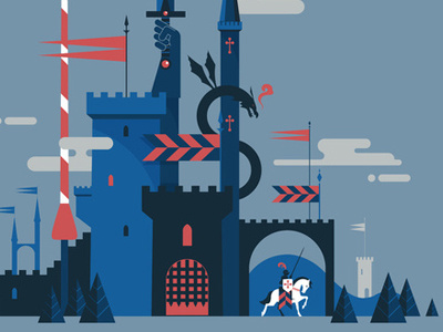 Myth & Legend blue castle fantasy flag fort history horse illustration knight sword tower vector