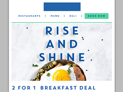 Rise and Shine breakfast digital eggs email food restaurant typography