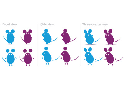 Character development animation blue character development illustraion mice mouse purple