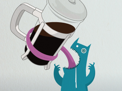 Coffee Monster card character coffee illustration monster paper print