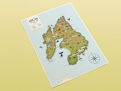 Whisky map of Islay ardbeg bowmore compass design etsy food gift illustration island islay lagavulin map poster print scotland travel vector whiskey whisky