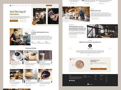 Brew Crew - Cafe Website branding design illustration logo ui ui design ui ux user experience user interface ux ux design