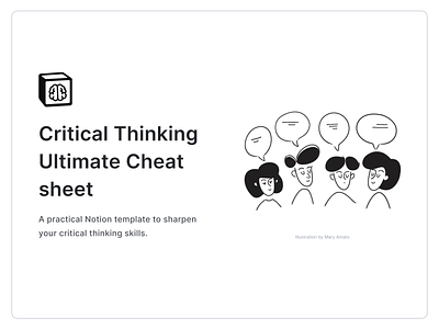 Critical Thinking Cheat-sheet (Free Notion Template) cheat sheet creative critical thinking critical thinking cheatsheet doodle free illustration mind notion notion template openminded problem solving productivity psychology