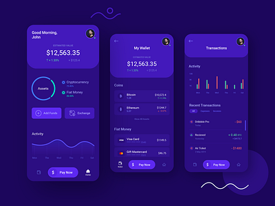 Multi-currency Wallet App UI by Mohammad Adineh ★ on Dribbble