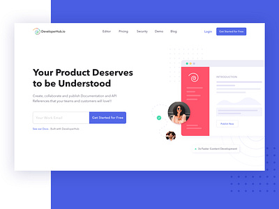Product Redesign - DeveloperHub artificialintelligence clean consistent creative digital product doc document documentation editor inspiration landing page product product design user experience user interface ux uxdesign uxui visual design website