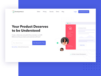 Product Redesign - DeveloperHub artificialintelligence clean consistent creative digital product doc document documentation editor inspiration landing page product product design user experience user interface ux uxdesign uxui visual design website