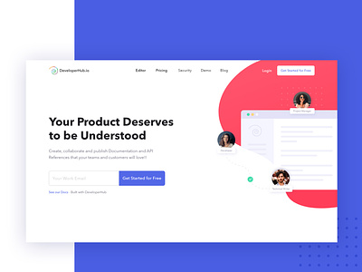 Product Redesign v2 - DeveloperHub ai clean consistent creative developer doc document documentation jumbo landing page product product design product manager ui design user experience user interface ux web design website