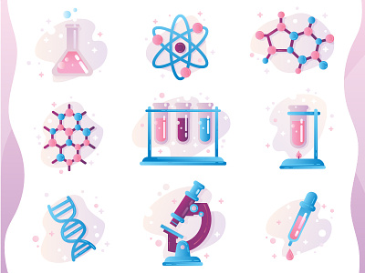Chemistry Icon set biology chemistry flat gradient icon icon set illustration laboratory vector