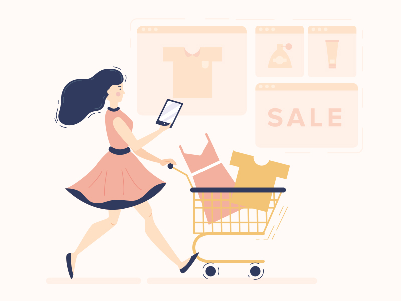 Online shopping illustration by Elizaveta Akimova on Dribbble