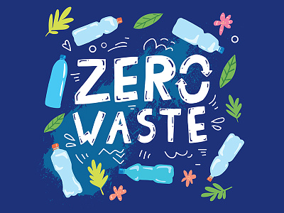 Zero Waste art ecology illustration illustrator lettering no plastic procreate vector zero waste