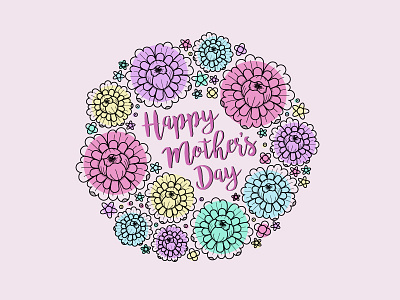 Mother's Day card colour day design flowers happy illustration mothers mum pink