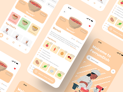 Cooking Mobile App app app design chief cook cooking design ui food food app food design home cooking illustration interface kitchen mobile app mobile design mobile ui recipe recipes ui ux