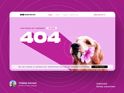 404 Error Page - Web UI 404 dogs error page pink product design ui web design