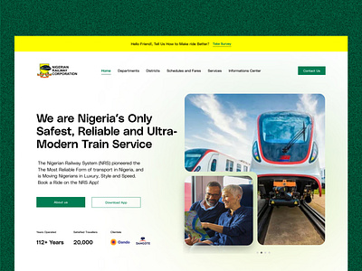 Nigerian Railyway Landing Page Design - Hero Page