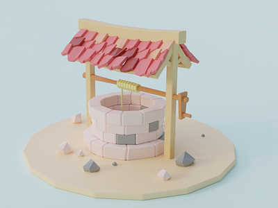 3D Minimal Low poly well in Blender