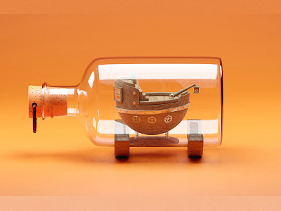 3d Ship in bottle 3d 3d art 3d design blender blender 3d blender3d cute 3d cute blender lowpoly