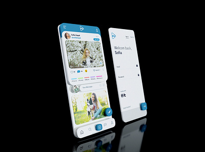 Social posting mobile app design 3d 3d mockup app 3d app mockup blender3d mobile app