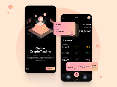 Crypto mobile app mockup