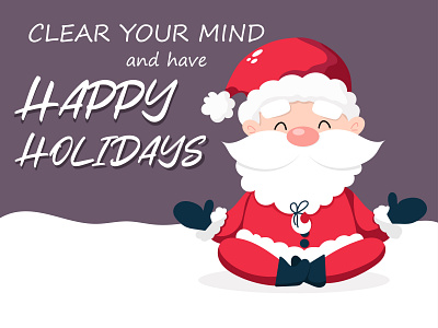 Christmas card with meditating Santa christmas greeting card illustration meditation santa claus vector