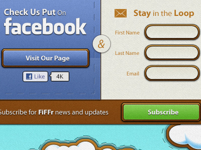 FiFFr - Splash Page clouds facebook fun landing newsletter signup splash texture