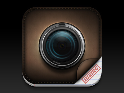 Camera - iOS Icon camera dark icon ios ipad iphone leather lens paper retina stamp texture