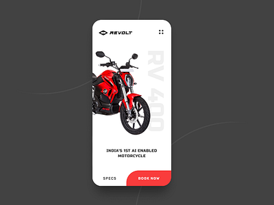 Revolt Electric Bike android app bike clean design flat ios light minimal mobile app mobile ui motorcycle product page ui uidesign uiux ux