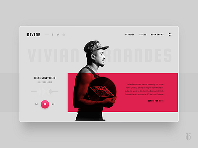 Divine Music Concept Page clean concept design divine flat homepage india landingpage light minimal music musician rapper ui uidesign uiux webdesign website