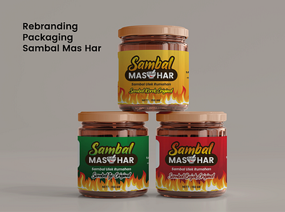 New Packaging Jar Of Sambal Mas Har branding graphic design logo