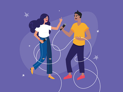 Karaoke Couple characterdesign graphic illustration vector