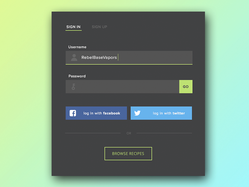 Rebel Base Vapors - Mixology Lab - Login Concept by Matt S. 🍺 on Dribbble