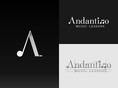 Andantino Music Lessons brand design 1/2 black brand branding dark design designer graphic design lessons logo music vector