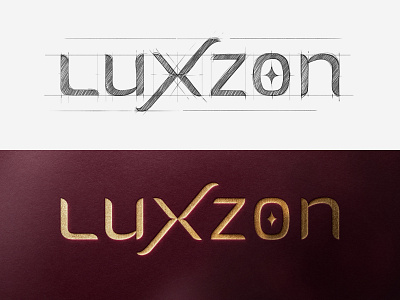 Luxzon logo design, sketch vs finished brand branding design designer draw graphic design logo paper sketch tablet vector