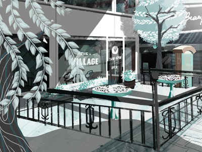Village Luncheon artisul blue brampton design dinery illustration landscape photoshop town village