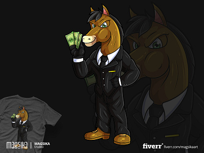 Mascot Cartoon Casino Horse T-shirt Illustration