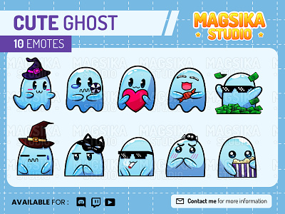 Ghost Chibi Emotes, Twitch Emotes, Discord, and Chat Emotes