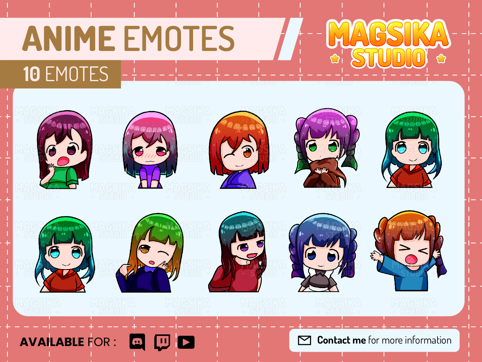 Deaduse4name: I will draw anime emotes for your twitch, discord for $20 on  fiverr.com | Animated emojis, Overlays cute, Anime