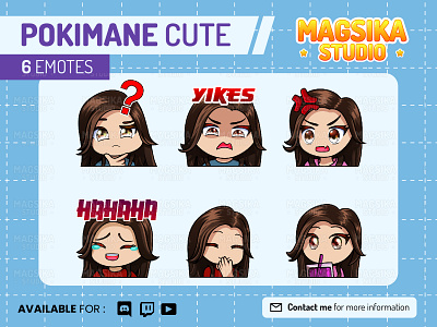 Streamer Chibi Emotes, Twitch Emotes, Discord and Chat Emotes cartoon commision design discord emotes emotes emotes pack facebook lol merchandise pokimane sticker streamer streaming twitch emotes twitch tv