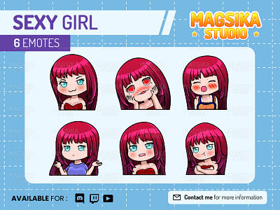 Sexy Girl Chibi Emotes, Twitch Emotes, Discord and Chat Emotes