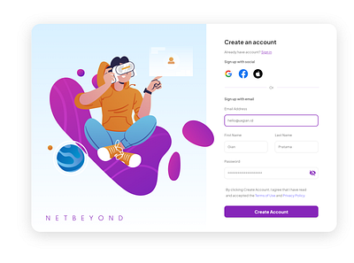 1 of 100 days DailyUI Challenge | Sign Up blockchain crypto games illustration login metaverse nft signup ui ux virtual reality vr