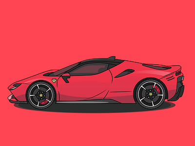 Vector Ferrari Car adobe adobe illustration art artwork creative design designer flat graphic graphic design illustration vector