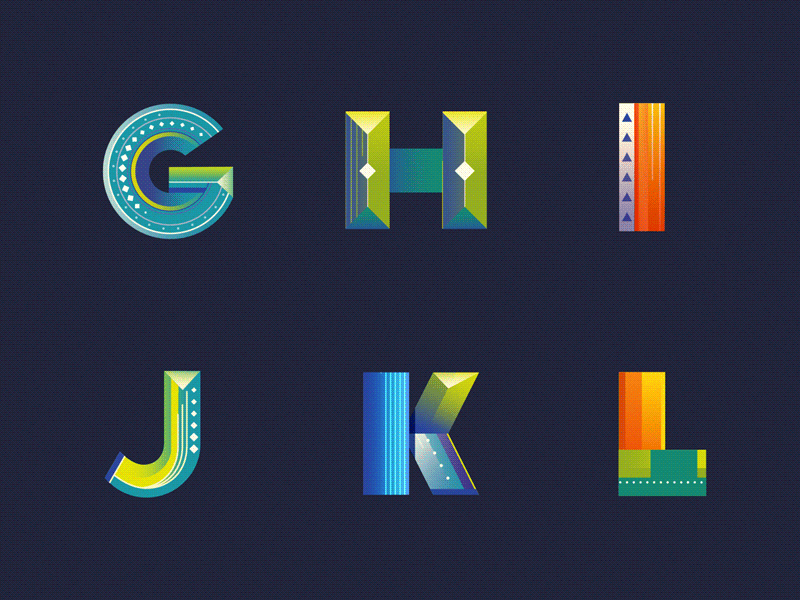 Alphabet 2/5 alphabet animated lettering animation g gif h i illustration j k l lettering letters loop motion design motion graphics typography