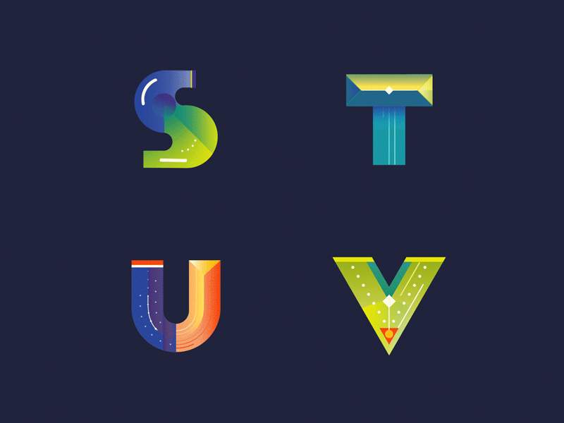 Alphabet 4/5 alphabet animated lettering animation illustration lettering letters motion design motion graphics s t typography u v