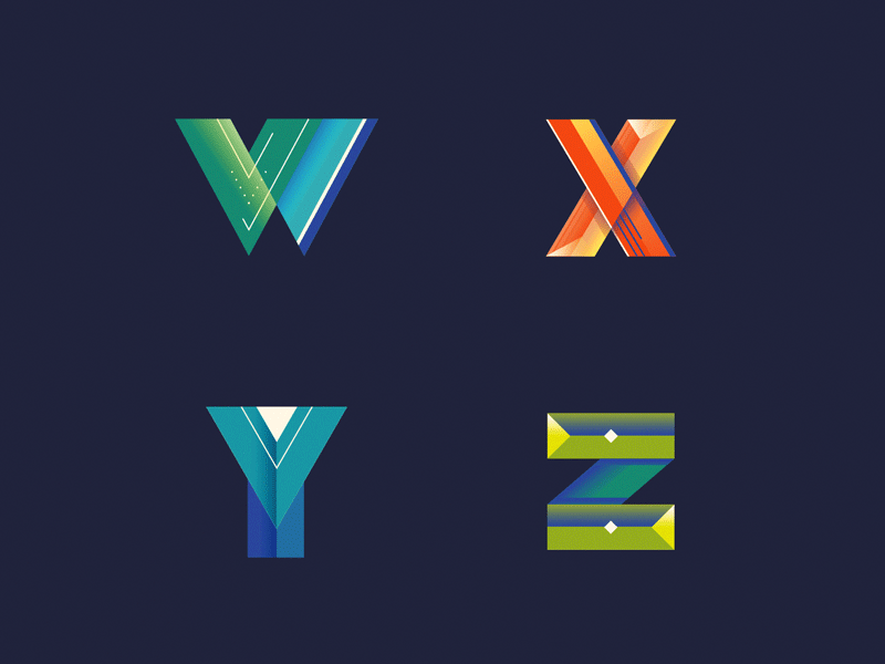 Alphabet 5/5 alphabet animated lettering gif gradient illustration lettering motion design motion graphics typography w x y z