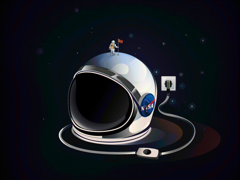 ING Creative - The secrets of the universe animated gif astronaut astronomy galaxy gif gradient helmet illustration light motion design motion graphics planet planets saturn solar system space stars universe